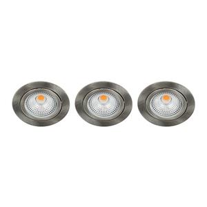 Letsleds.nl Set 3x Bella LED spot kantelbaar 5Watt rond NIKKEL IP65 dimbaar