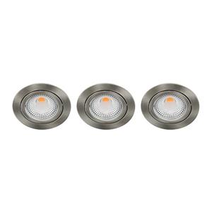 Letsleds.nl Set 3x Bella LED spot kantelbaar 5Watt rond NIKKEL IP65 dimbaar