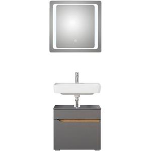 Saphir Badkamerserie Quickset 2-teilig, Waschbeckenunterschrank mit LED-Spiegel Voetstuk set (2-delig)