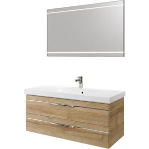 Saphir Badkamerserie Balto 2-teilig Mineralmarmor-Waschtisch mit LED-Spiegel, 123 cm breit (2-delig)