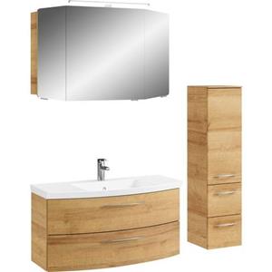 Saphir Badkamerserie Cassca Sprint 3-teilig Mineralmarmor-Waschtisch mit LED-Spiegelschrank (4-delig)