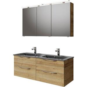 Saphir Badkamerserie Serie 6025 2-teilig Mineralmarmor-Waschtisch mit LED-Spiegelschrank