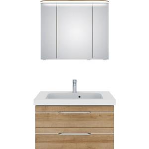 Saphir Badkamerserie Balto Sprint 2-teilig, Mineralmarmor-Waschtisch mit LED-Spiegelschrank (2-delig)