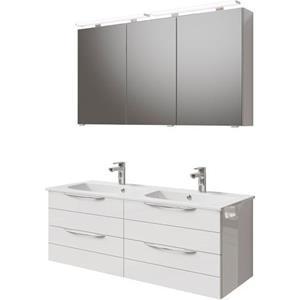 Saphir Badkamerserie Serie 6025 2-teilig Mineralmarmor-Waschtisch mit LED-Spiegelschrank