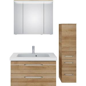 Saphir Badkamerserie Balto Sprint 3-teilig, Mineralmarmor-Waschtisch mit LED-Spiegelschrank (4-delig)