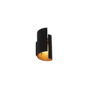 QAZQA Smart wandlamp zwart met gouden binnenkant incl. Wifi G9 - Faldo