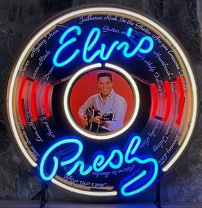 Fiftiesstore Elvis Presley Records Neon Verlichting Met Achterplaat 65 x 65 cm