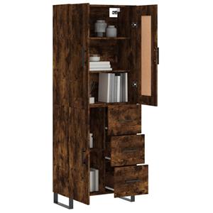 vidaXL Hoge kast 69,5x34x180 cm bewerkt hout gerookt eikenkleurig