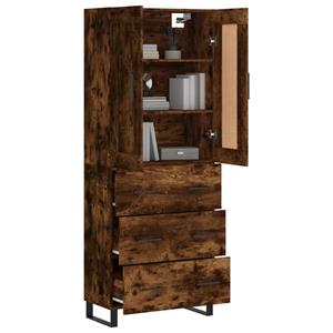 vidaXL Hoge kast 69,5x34x180 cm bewerkt hout gerookt eikenkleurig