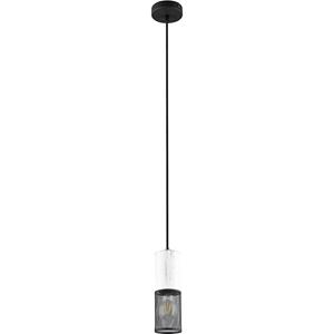 BES LED LED Hanglamp - Hangverlichting - Trion Josh - E27 Fitting - 1-lichts - Rond - Zwart Wit - Metaal
