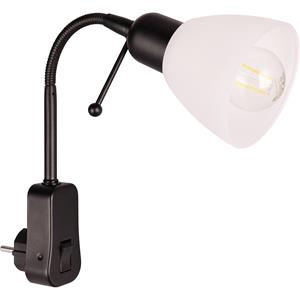 BES LED Stopcontact Lamp met Schakelaar - Trion Likapa - Rond - Mat Zwart - Metaal - E14 - Stekkerlamp - Stekkerspot