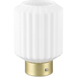 BES LED LED Tafellamp - Trion Doli - 1.5W - Warm Wit 3000K - Oplaadbare batterijen - Mat Messing - Metaal - Wit Glas