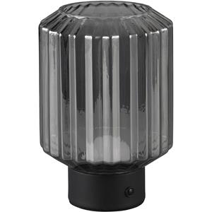 BES LED LED Tafellamp - Trion Doli - 1.5W - Warm Wit 3000K - Oplaadbare batterijen - Mat Zwart - Metaal - Rookkleur Glas