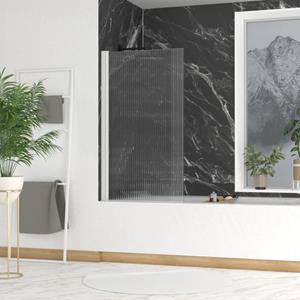 Aurlane Opvouwbare Badwand 80x140cm - Wit Profiel - Gegolfd Gehard Glas 5mm – Wave White