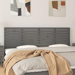 VidaXL Hoofdbord wandmontage 166x3x63 cm massief grenenhout grijs