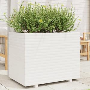 VidaXL Plantenbak 90x60x72,5 cm massief grenenhout wit