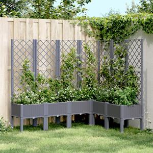 VidaXL Plantenbak met latwerk 160x120x142 cm polypropeen grijs