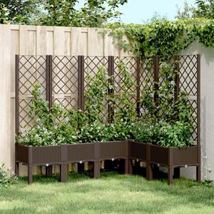 VidaXL Plantenbak met latwerk 160x120x142 cm polypropeen bruin