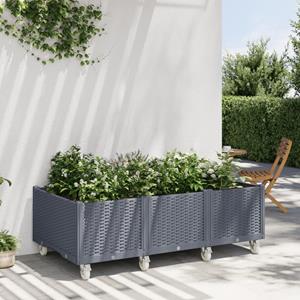 VidaXL Plantenbak met wielen 150x80x54 cm polypropeen grijs