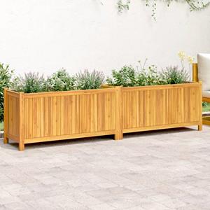 VidaXL Plantenbak met voering 199x38,5x50 cm massief acaciahout