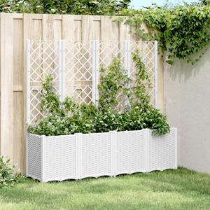 VidaXL Plantenbak met latwerk 160x40x140 cm polypropeen wit