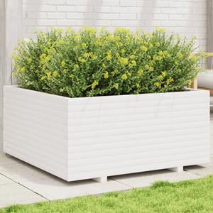 VidaXL Plantenbak 100x100x49,5 cm massief grenenhout wit