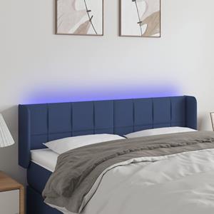 VidaXL Hoofdbord LED 147x16x78/88 cm stof blauw