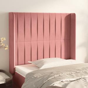 VidaXL Hoofdbord met randen 83x16x118/128 cm fluweel roze