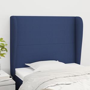 VidaXL Hoofdbord met randen 83x23x118/128 cm stof blauw