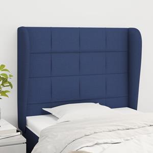 VidaXL Hoofdbord met randen 93x23x118/128 cm stof blauw