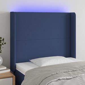 VidaXL Hoofdbord LED 103x16x118/128 cm stof blauw