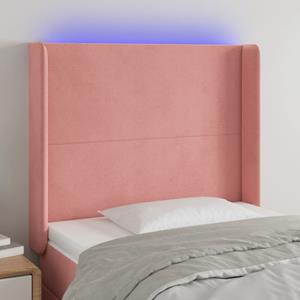 VidaXL Hoofdbord LED 83x16x118/128 cm fluweel roze