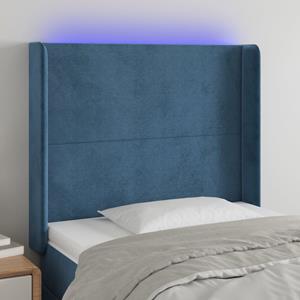 VidaXL Hoofdbord LED 93x16x118/128 cm fluweel donkerblauw