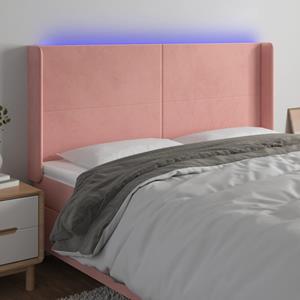 VidaXL Hoofdbord LED 203x16x118/128 cm fluweel roze