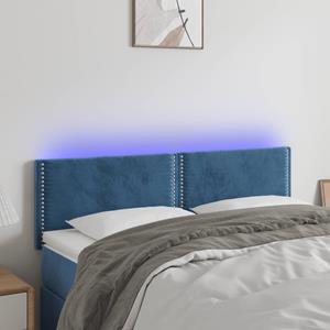 VidaXL Hoofdbord LED 144x5x78/88 cm fluweel donkerblauw