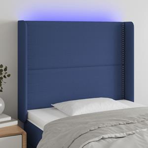 VidaXL Hoofdbord LED 83x16x118/128 cm stof blauw