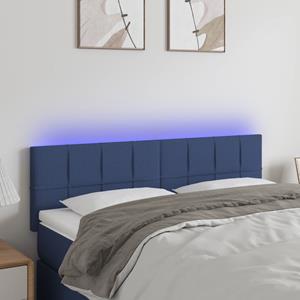 VidaXL Hoofdbord LED 144x5x78/88 cm stof blauw