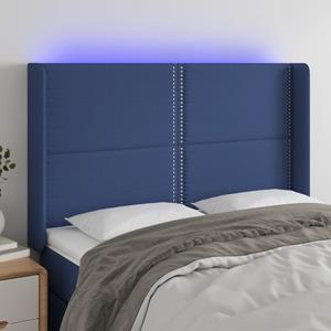 VidaXL Hoofdbord LED 147x16x118/128 cm stof blauw