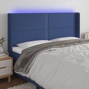 VidaXL Hoofdbord LED 203x16x118/128 cm stof blauw