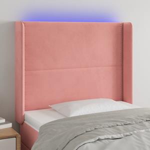 VidaXL Hoofdbord LED 93x16x118/128 cm fluweel roze