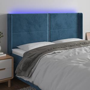 VidaXL Hoofdbord LED 163x16x118/128 cm fluweel donkerblauw