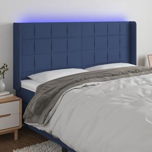 VidaXL Hoofdbord LED 183x16x118/128 cm stof blauw