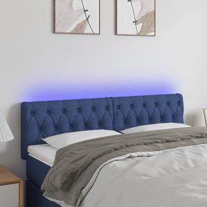 VidaXL Hoofdbord LED 144x7x78/88 cm stof blauw