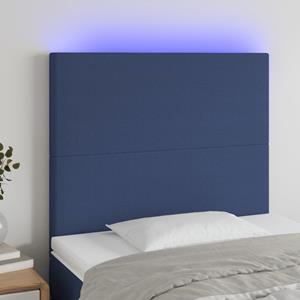 VidaXL Hoofdbord LED 100x5x118/128 cm stof blauw