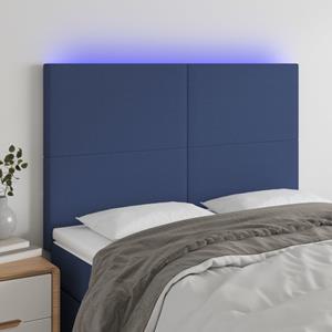 VidaXL Hoofdbord LED 144x5x118/128 cm stof blauw