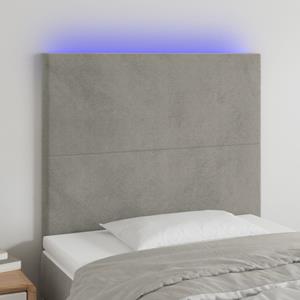 VidaXL Hoofdbord LED 100x5x118/128 cm fluweel lichtgrijs