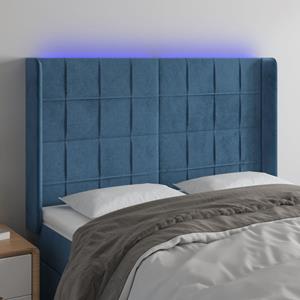 VidaXL Hoofdbord LED 147x16x118/128 cm fluweel donkerblauw