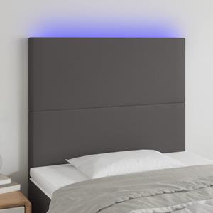 VidaXL Hoofdbord LED 80x5x118/128 cm kunstleer grijs