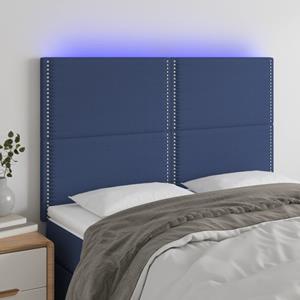 VidaXL Hoofdbord LED 144x5x118/128 cm stof blauw