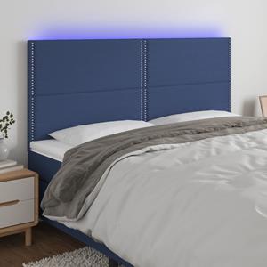 VidaXL Hoofdbord LED 160x5x118/128 cm stof blauw